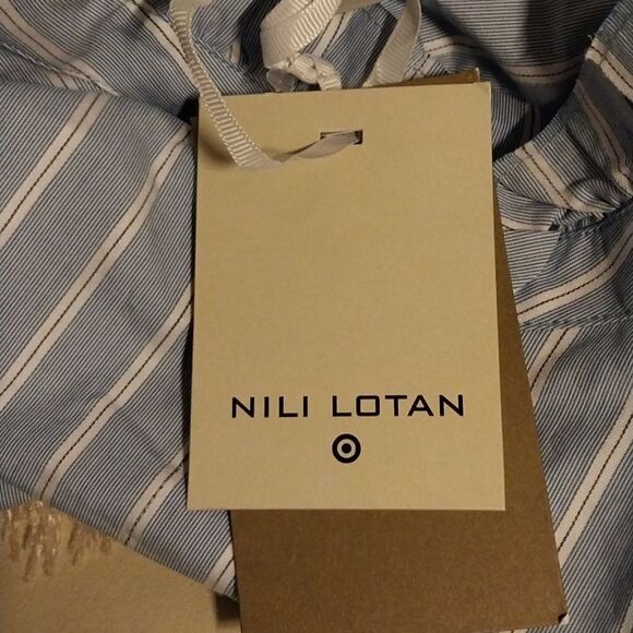 Nili Lotan Target Women's  Ruffle Collar Striped  Button Down Shirt NWT Size 2X - Picture 8 of 10